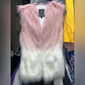 Guess Pink Ombre Faux Fur Vest XS